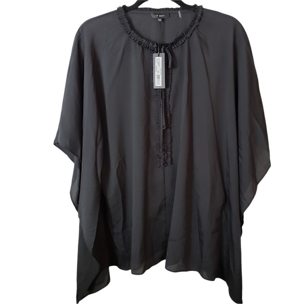 Le Gali Sage V-Neck Ruffled Trim Blouse